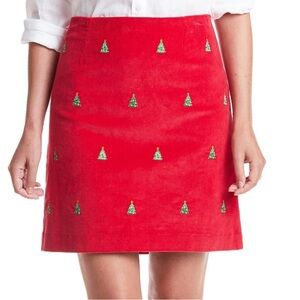 Castaway Ali Skirt Corduroy Crimson with Christmas Trees size 16